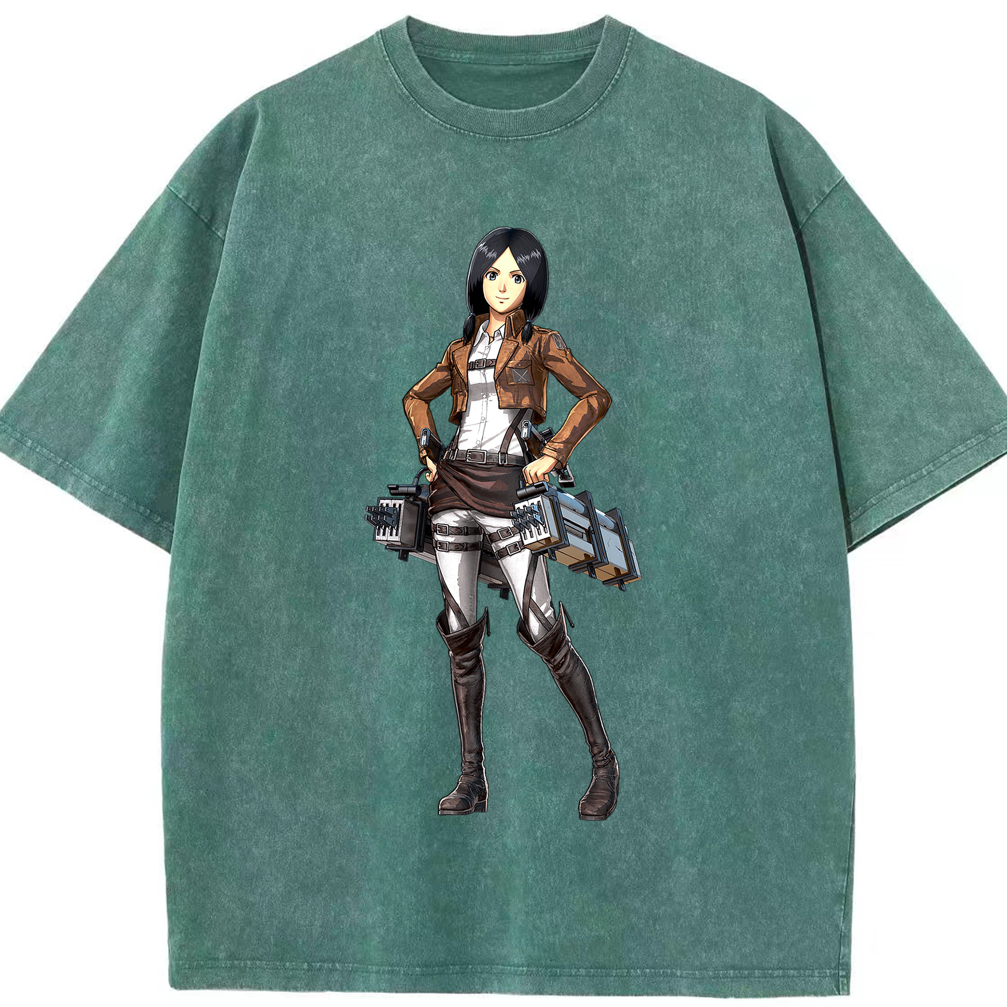 （画像用） 進撃の巨人 ミカサ·アッカーマン Attack on Titan Mikasa Ackerman 綿100% ヴィンテージ風 半袖Tシャツ（フロントプリント）